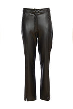 Load image into Gallery viewer, 24133- Leatherette trouser with contrast jersey back- Black- Ora