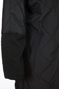 24150- Padded coat with embossed panels- Black- Ora