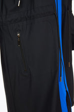 Load image into Gallery viewer, 24153- Hooded coat with contrast colour panel- Black/Blue- Ora