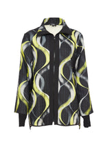 Load image into Gallery viewer, 24157- Oversize Print Jacket with Contrast Zip- Black/Lime- Ora