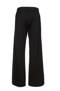 24158- Wide Leg Elasticated Waist Trousers- Black- Ora