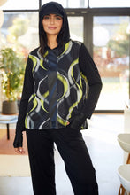 Load image into Gallery viewer, 24180- Print top with contrast band @ front- Black/Lime- Ora