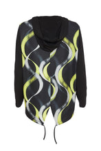 Load image into Gallery viewer, 24180- Print top with contrast band @ front- Black/Lime- Ora