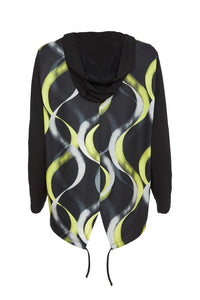 24180- Print top with contrast band @ front- Black/Lime- Ora