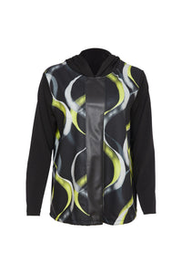 24180- Print top with contrast band @ front- Black/Lime- Ora