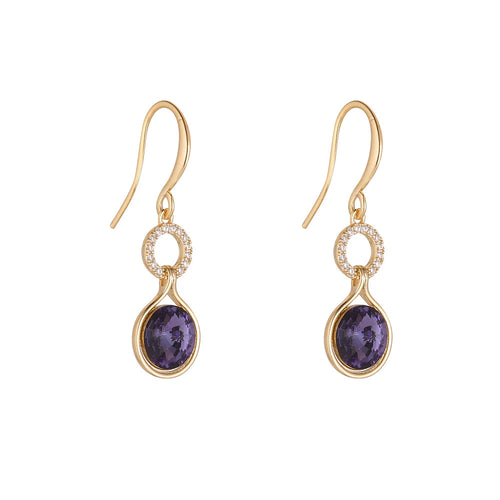 Crystal & Amethyst Drop Earrings- Knight & Day Jewellery