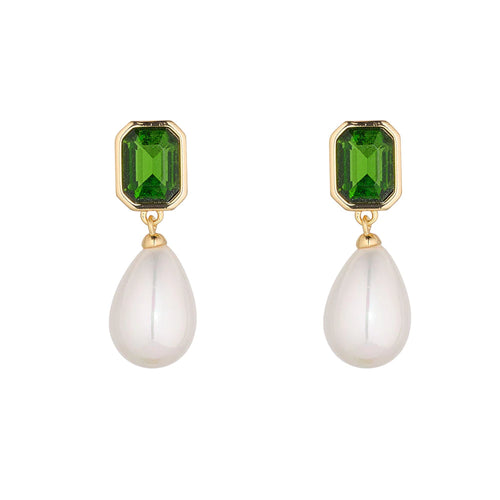 Pearl & Emerald Earrings- Knight & Day Jewellery