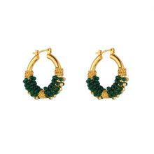 Load image into Gallery viewer, Green Cluster Hoops- Knight &amp; Day Jewellery