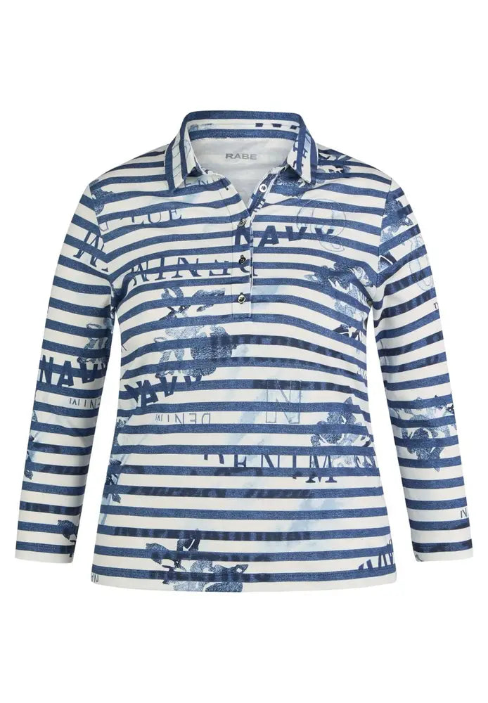 113356 - Navy & White Striped T-shirt - Rabe