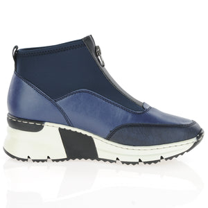 N6352- Front Zip Ankle Boot- Blue/Navy- Rieker