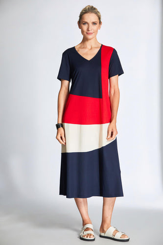 25157 - Colour Block Long Dress - Peruzzi