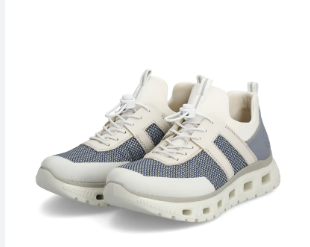 M6061- Laced Athletic Trainer- Off white & Blue- Rieker