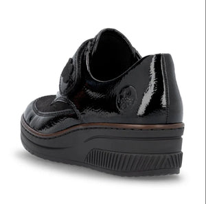 487C0- Velcro Fasten Shoe- Black- Rieker