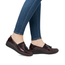 Load image into Gallery viewer, 53751- Patent Low Wedge Loafer- Wine/Black- Rieker