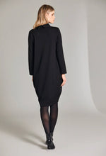 Load image into Gallery viewer, W24200- High Neck Raised Jacquard Panel Dress- Black- Peruzzi