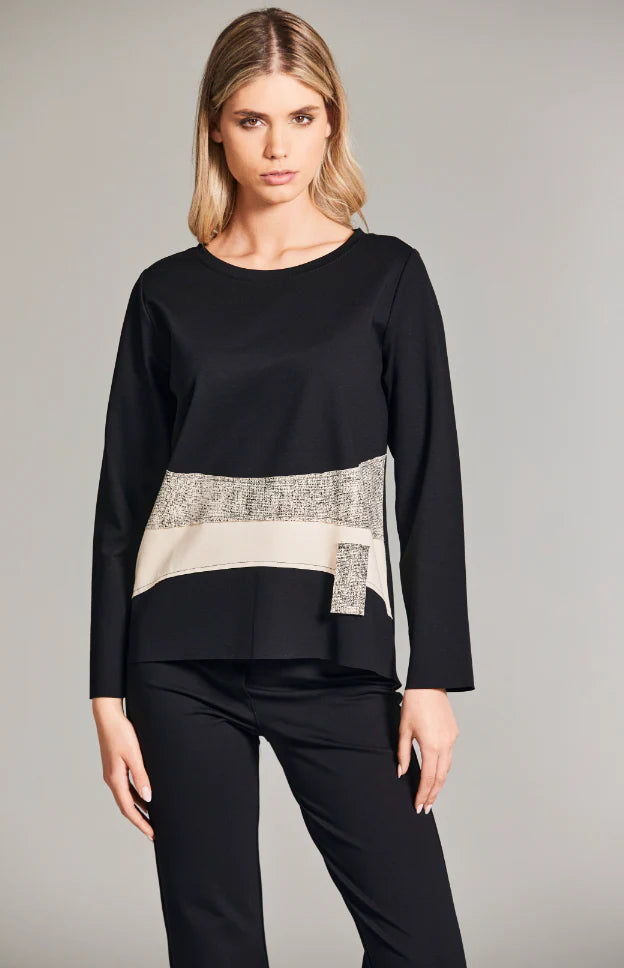 W24170- Raised Applique Top- Black- Peruzzi