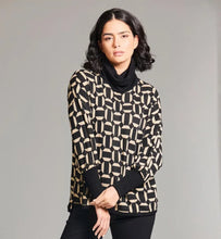 Load image into Gallery viewer, W24404- Cowl Neck Printed Top- Sand/Black- Peruzzi