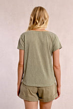 Load image into Gallery viewer, 427 - Short Sleeve Top with Neckline Detail - Light Khaki - Molly Bracken