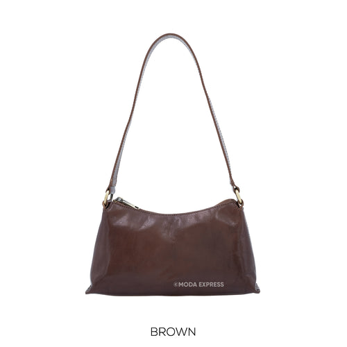 1811 - Small Leather Handbag - Brown - Moda Express