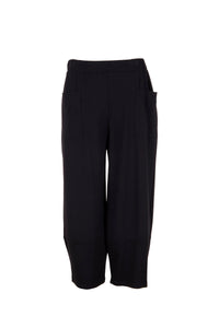 W24136L- Elasticated Waist Slouch Trousers- Black- Peruzzi