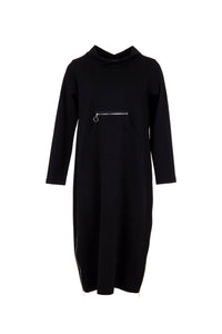 W24143- Side Zip Dress- Black- Peruzzi