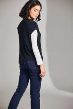 Load image into Gallery viewer, W24152- Sleeveless Stripe Contrast Knit- Navy/Lime- Peruzzi