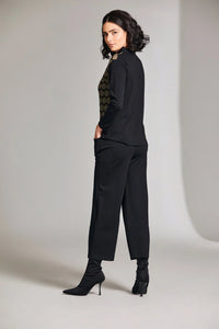 W24136L- Elasticated Waist Slouch Trousers- Black- Peruzzi