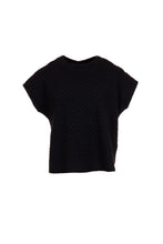 Load image into Gallery viewer, W24198- Raised Jacquard Short Sleeve Top- Black- Peruzzi