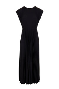 W24511- Maxi Pleated Dress- Black- Peruzzi