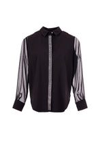 Load image into Gallery viewer, W24602- Long Sleeve Diamonte Shirt- Black- Peruzzi