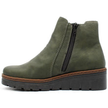 Load image into Gallery viewer, X9172- Wedge Zip Ankle Boot- Forest Green- Rieker