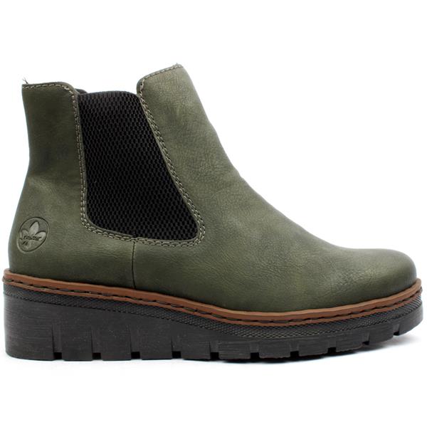 X9172- Wedge Zip Ankle Boot- Forest Green- Rieker