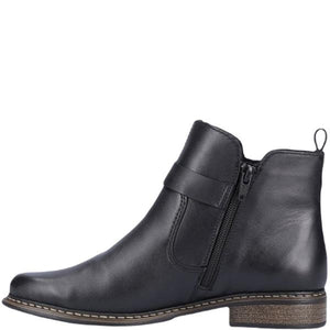 Z4959- Zip Detail Leather Ankle Boots- Black- Rieker