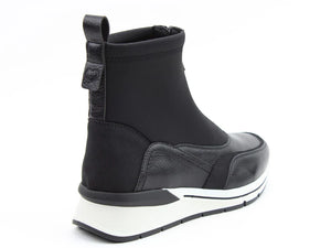 Della Zip Front Wedge Ankle Boot- Black- Heavenly Feet