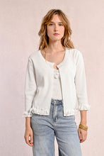 Load image into Gallery viewer, 1053 - Cardigan with Petal Detail - White - Molly Bracken