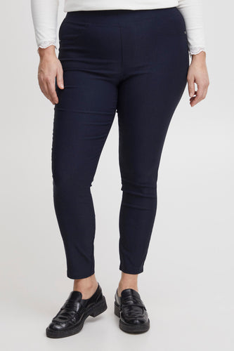 2076- Zalin Elasticated Waist Leggings- Navy- Fransan Plus