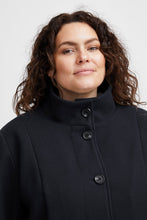 Load image into Gallery viewer, 2386- Dark Peacoat High Collar Coat- Fransa Plus