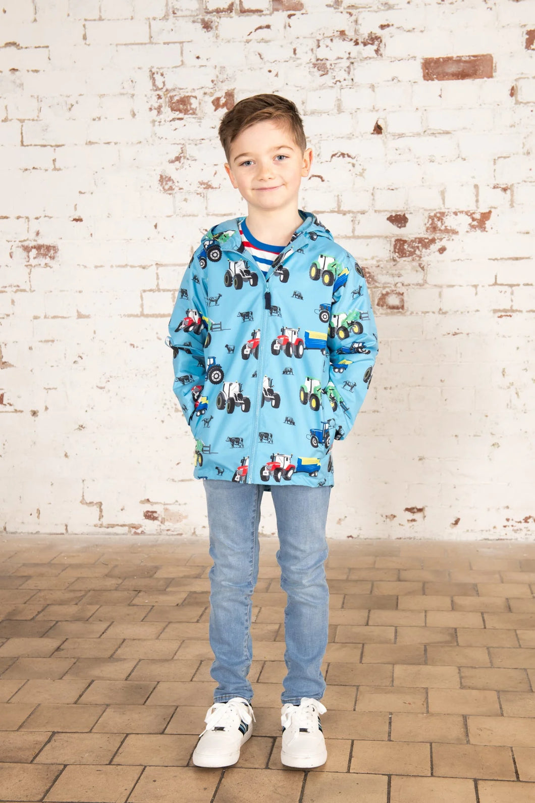 Ethan Boys Coat  Blue Tractor - Little Lighthouse