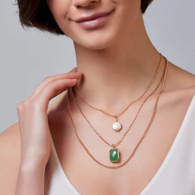 Green & Freshwater Pearl Layered Necklace- Knight & Day