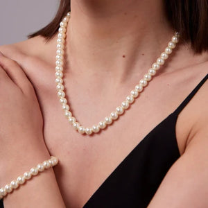 Faux Pearl Single Strand Necklace- Knight & Day