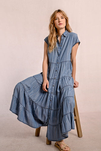 414 - Denim Layered Dress - Molly Bracken