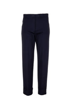 Load image into Gallery viewer, W24121- Classic Straight Leg Turn Up Trousers- Navy- Peruzzi