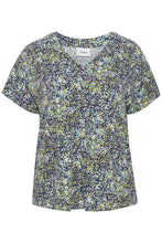 Load image into Gallery viewer, 1642- V Neck Short Sleeve T-Shirt- Navy Mix- Fransa Plus