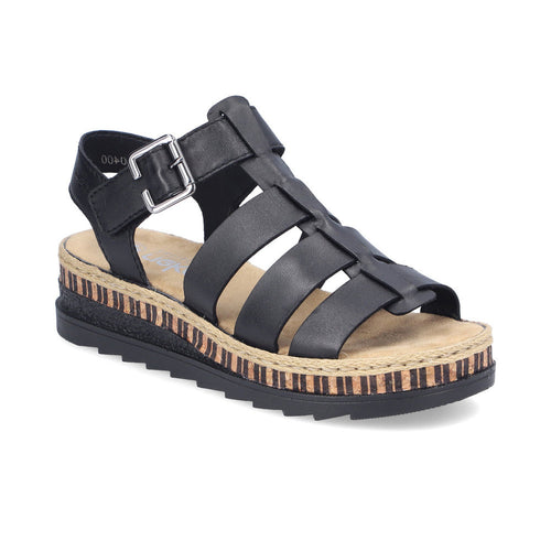 V7904-00  - Balck Strap Sandal - Rieker