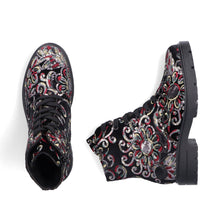 Load image into Gallery viewer, Z2841- Chunky Floral Design Biker Boots- Black- Rieker