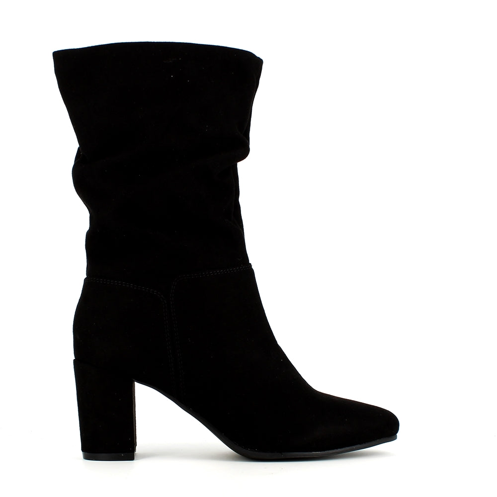 513183- Black Mid Calf Slouch Boot- Millie & Co