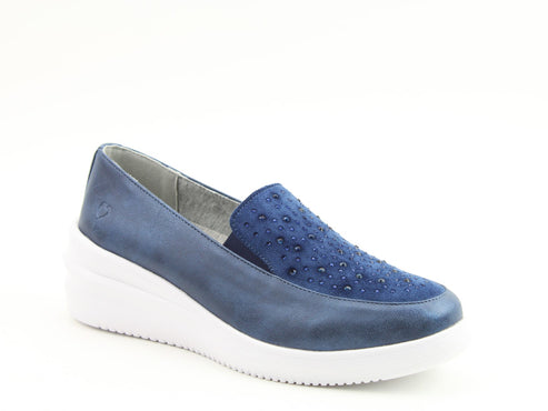 Charly Loafer - Navy - Heavenly Feet