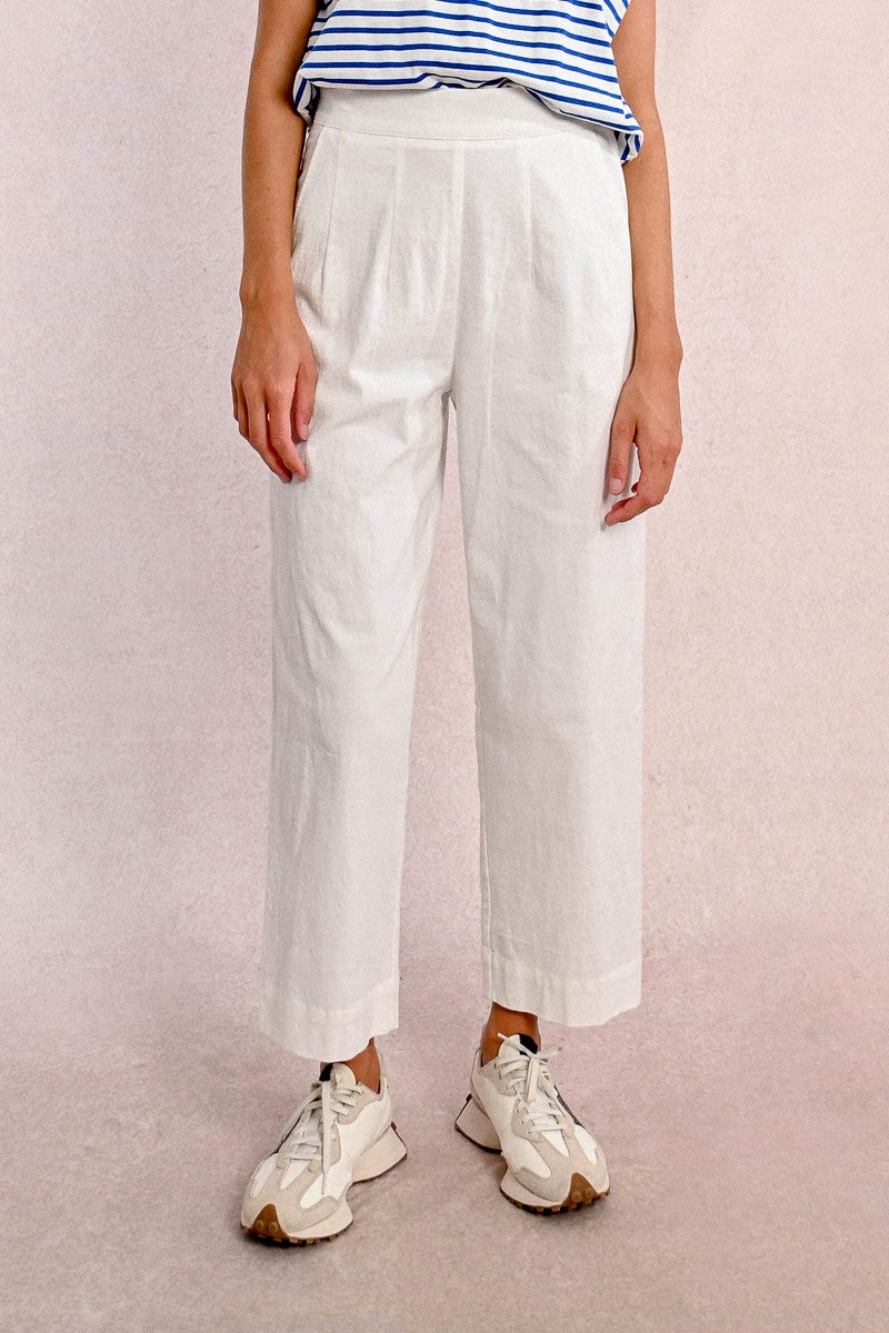 163 - High-Waist Straight-Leg Trousers - White - Molly Bracken