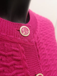 SV346- Crayola Pink Button Cardigan - Castle