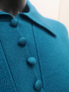 SV349 - Petrol Blue Collar Jumper - Castle